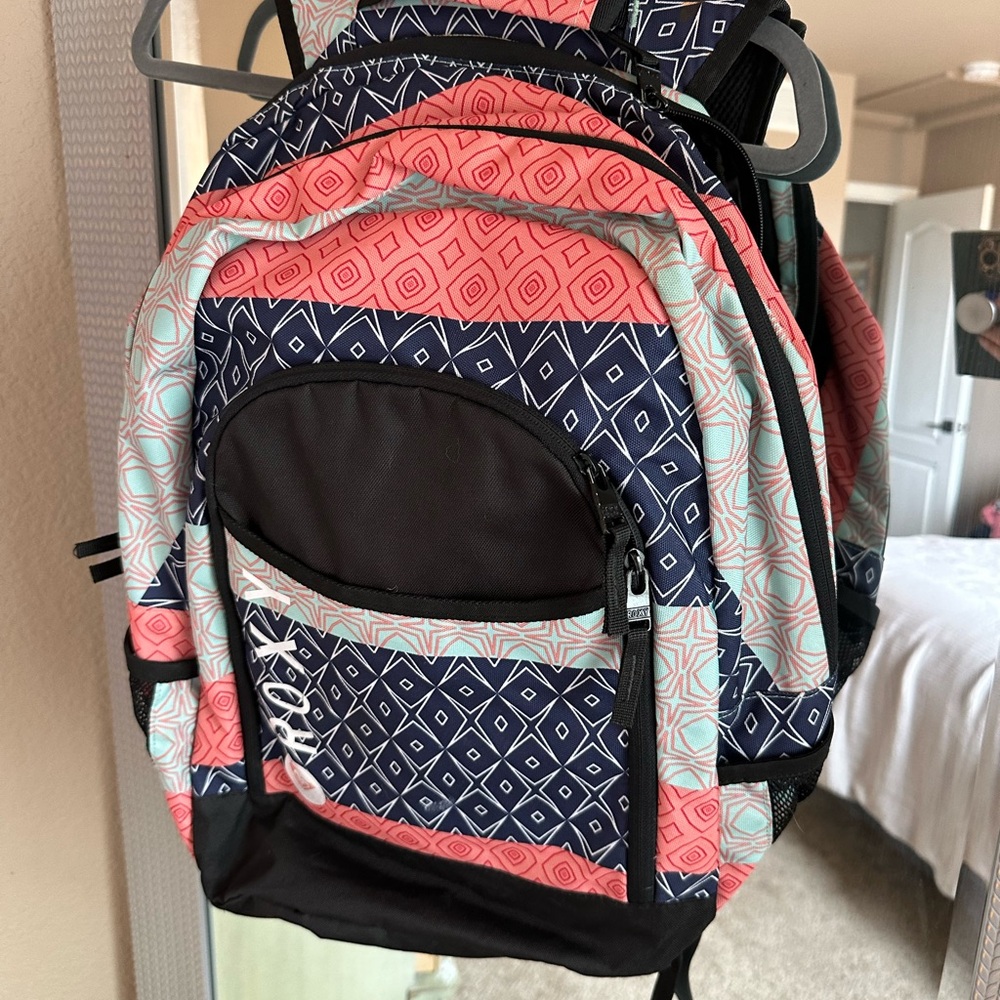 Geometric Pattern Backpack in Pink and Blue